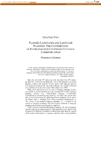Chapter Two Planned Languages And