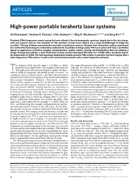 High-Power Portable Terahertz Laser Systems