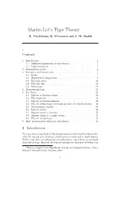 Martin-Löf's Type Theory