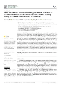 The Containment Scouts: First Insights Into an Initiative to Increase the Public Health Workforce for Contact Tracing During the COVID-19 Pandemic in Germany