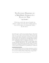 The Liturgy: Presence of a New Body, Source of a Fulfilled Time