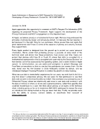 Apple Submission NIST RFI Privacy Framework