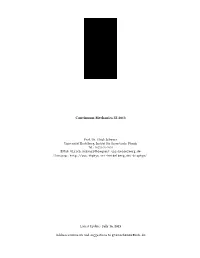 Continuum Mechanics SS 2013