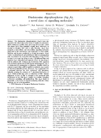 Diadenosine Oligophosphates (Apna), a Novel Class of Signalling Molecules?
