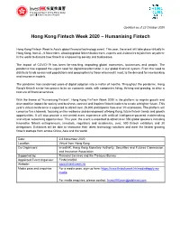 Hong Kong Fintech Week 2020 – Humanising Fintech