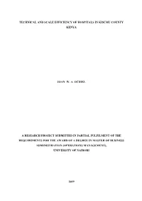 Technical and Scale Efficiency of Hospitals in Kisumu County Kenya