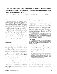 Colorant Fade and Page Yellowing of Bound and Unbound Materials Printed Using Digital Presses and Offset Lithography When Exposed to O3 Or NO2