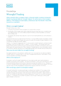 D&O Wrongful Trading