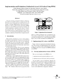 Implementation and Evaluation of Authorized Access LAN Sockets Using Pppoe
