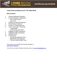 Lesson Plans and Resources for the Yellow Birds