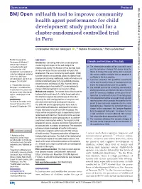 Mhealth Tool to Improve Community Health Agent Performance for Child Development: Study Protocol for a Cluster-­Randomised Controlled Trial in Peru