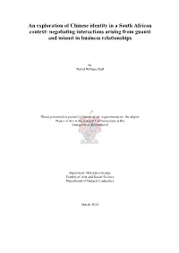 An Exploration of Chinese Identity in a South African Context: Negotiating Interactions Arising from Guanxi and Mianzi in Business Relationships