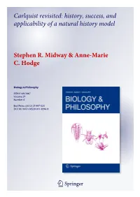 Carlquist Revisited: History, Success, and Applicability of a Natural History Model