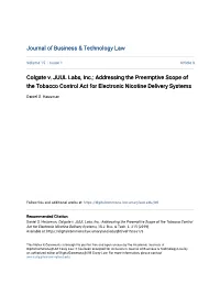 Colgate V. JUUL Labs, Inc.: Addressing the Preemptive Scope of the Tobacco Control Act for Electronic Nicotine Delivery Systems
