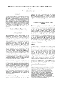 Educator and Student Use and Development of Open Source Software and Resources