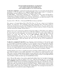 Libretto in Italian and Spanish for a Festival Opera on the Subject of Jason and the Golden Fleece with a Strong Possibility of a New World Connection