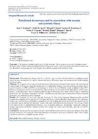 Nutritional Dermatoses and Its Association with Anemia and Systemic Illness