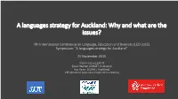 A Languages Strategy for Auckland: Why and What Are the Issues?
