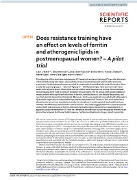 Does Resistance Training Have an Effect on Levels Of