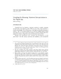 Googling for Meaning: Statutory Interpretation in the Digital Age Alice A