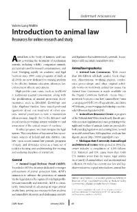 Introduction to Animal Law: Resources for Online Research and Study
