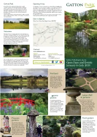 Open Days and Events January to July 2020
