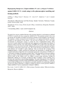 Repurposing Simeprevir, Calpain Inhibitor IV and a Cathepsin F Inhibitor Against SARS-Cov-2: a Study Using in Silico Pharmacophore Modeling and Docking Methods