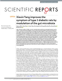 Xiexin Tang Improves the Symptom of Type 2 Diabetic Rats by Modulation of the Gut Microbiota