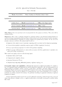 47-779. Quantum Integer Programming