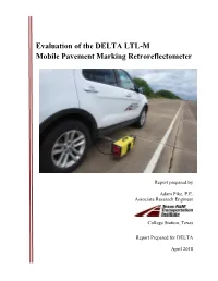 Evaluation of the DELTA LTL-M Mobile Pavement Marking Retroreflectometer