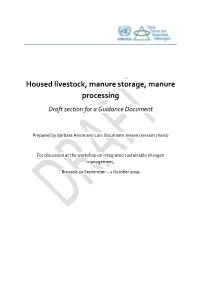 Housed Livestock, Manure Storage, Manure Processing Draft Section for a Guidance Document