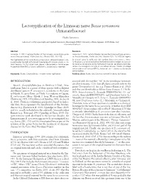 Lectotypification of the Linnaean Name Bosea Yervamora (Amaranthaceae)