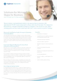 Solutions for Microsoft Skype for Business APPLICATIONS THAT EXTEND and IMPROVE