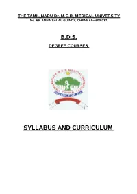 Syllabus 2017-18 for BDS Degree Course