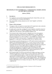 The European Union Withdrawal (Consequential Modifications) (Eu Exit) Regulations 2020