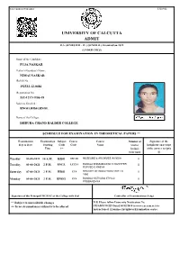 University of Calcutta Admit