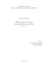 Efficient Data Structures for Internal Queries in Texts