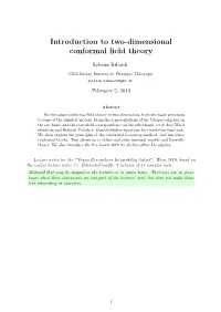 Introduction to Two-Dimensional Conformal Field Theory
