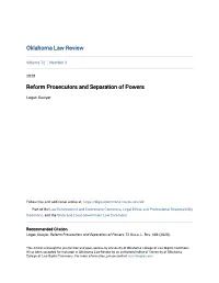 Reform Prosecutors and Separation of Powers