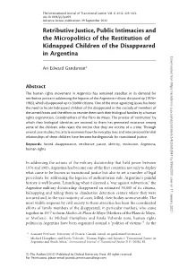 Retributive Justice, Public Intimacies and the Micropolitics of the Restitution of Kidnapped Children of the Disappeared