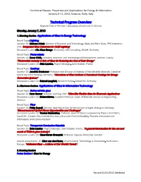 Technical Program Overview Keynote Talks @ 45 Mins + Discussion of Each Talk @ 30 Mins