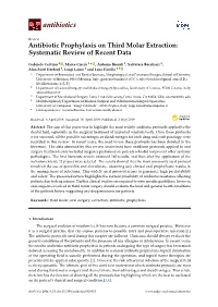 Antibiotic Prophylaxis on Third Molar Extraction: Systematic Review of Recent Data