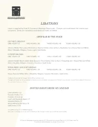 Banquet Menus 2018 Bar Menu