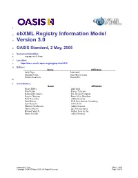 Ebxml Registry Information Model Version