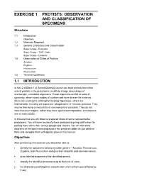 Exercise 1 Protists: Observation and Classification of Specimens
