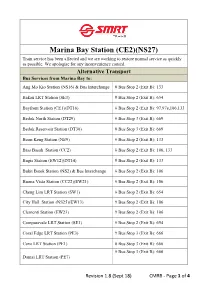 Marina Bay Station (CE2)(NS27) Train Service Has Been Affected and We Are Working to Restore Normal Service As Quickly As Possible
