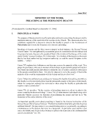 Ministry of the Word, Preaching & the Permanent