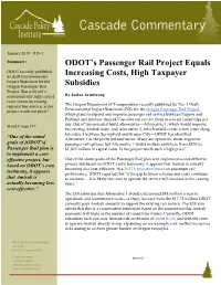 ODOT's Passenger Rail Project Equals Increasing Costs, High