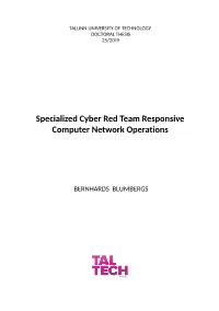 Specialized Cyber Red Team Responsive Computer Network Operations