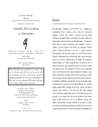 Stanford Encyclopedia of Philosophy Copyright C 2016 by the Publisher Proposed Various Exercises to Assist the Novice